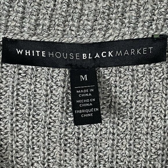 White House Black Market Silver Metallic Ombre Sweater Medium Cowl Neck Pullover - Picture 9 of 16